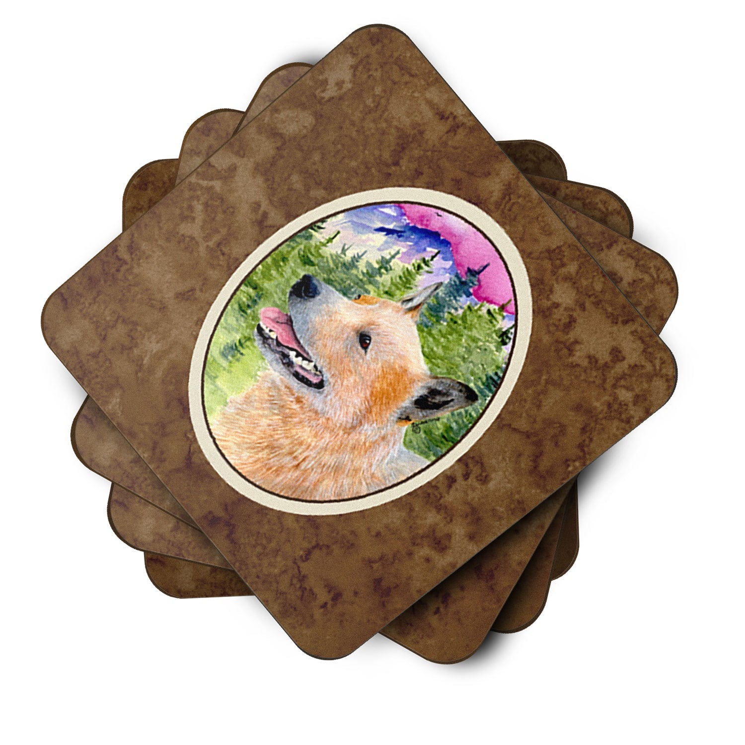 Australian Cattle Dog Foam Coasters Set of 4 Cup Coasters for Indoor Outdoor, Tabletop Protection, Anti Slip, Mouse pad Material