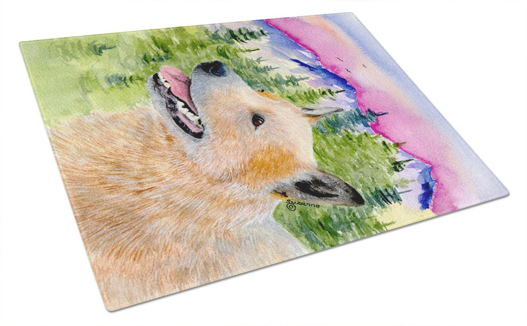 Australian Cattle Dog Cutting Board Tempered Glass Kitchen Cutting Surface, Heat Resistant Chopping, Non-Slip Feet, Food Prep & Serving