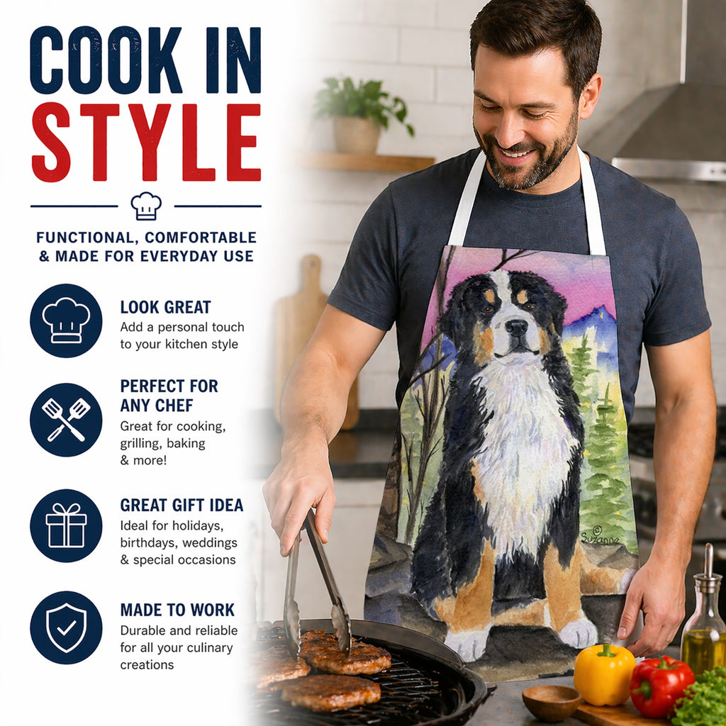 Bernese Mountain Dog Apron Cooking Kitchen Server Baking Crafts Gardening for Adult Women Men, Unisex, Large, Multicolor