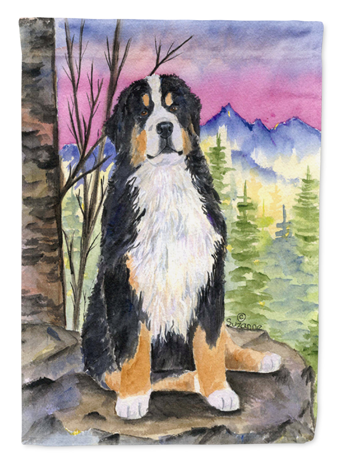 Bernese Mountain Dog House Flag 28x40 Porch Sleeve Pole Decorative Outside Yard Banner Artwork Wall Hanging, Polyester
