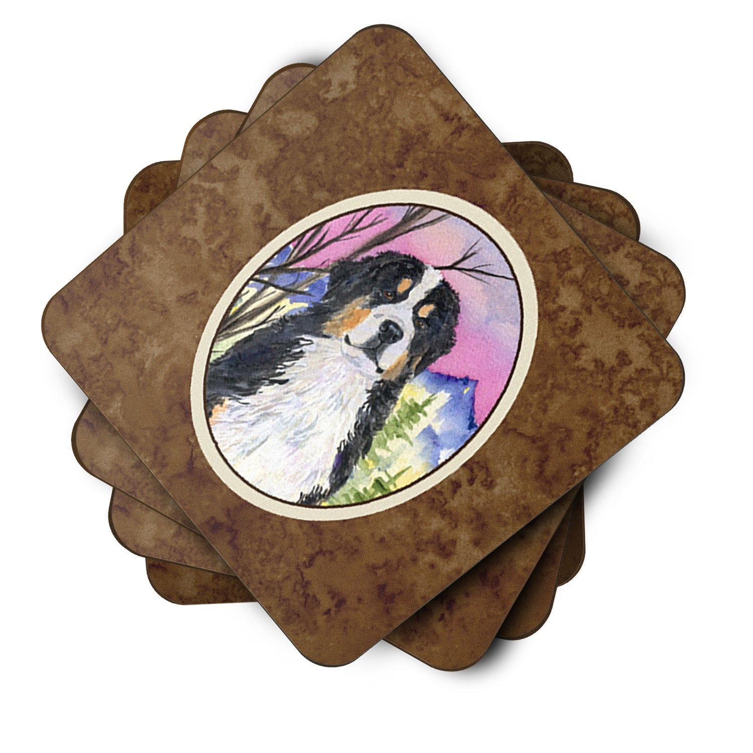 Bernese Mountain Dog Foam Coasters Set of 4 Cup Coasters for Indoor Outdoor, Tabletop Protection, Anti Slip, Mouse pad Material