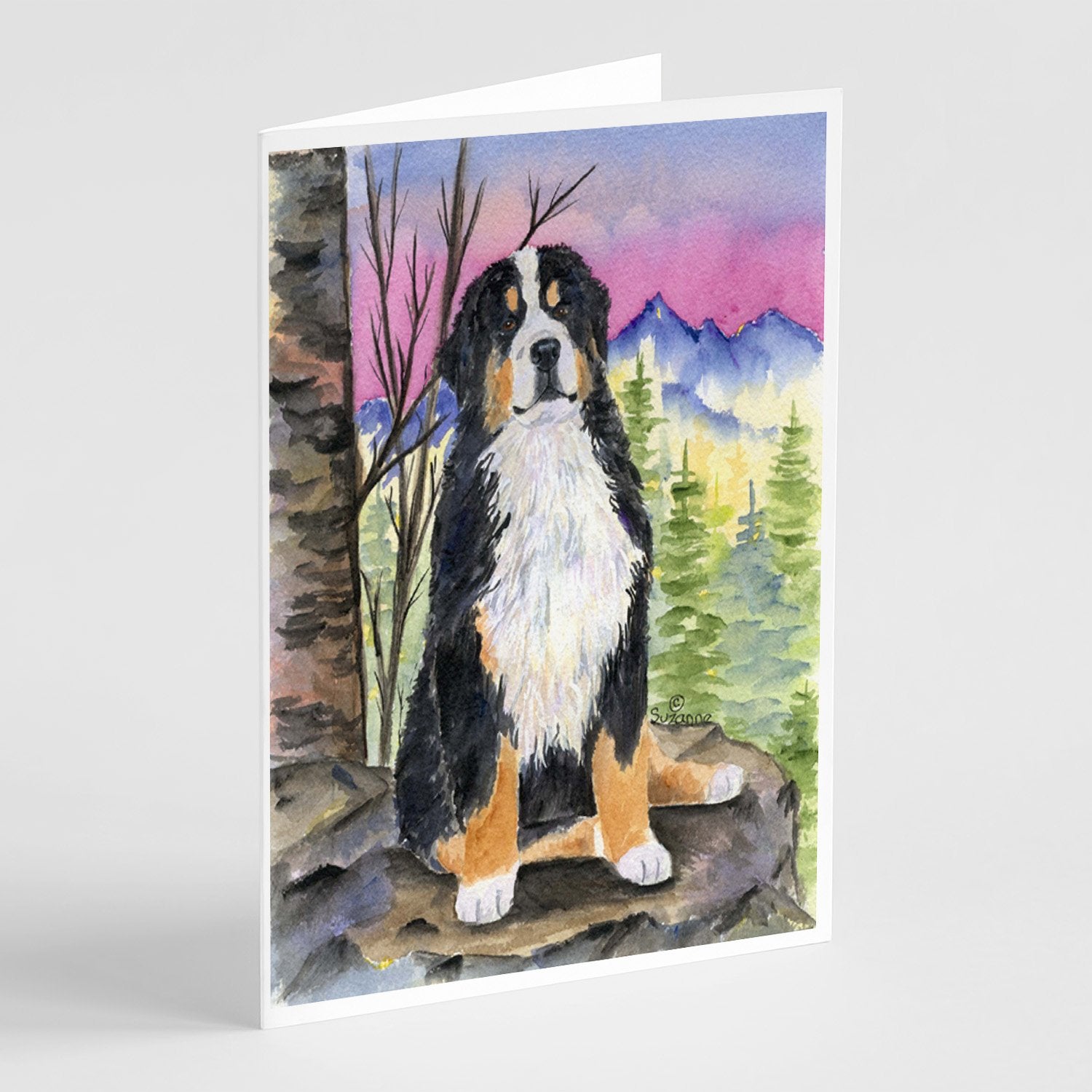 Bernese Mountain Dog Greeting Cards Pack of 8 Blank Cards with Envelopes Whimsical A7 Size 5x7