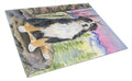Bernese Mountain Dog Cutting Board Tempered Glass Kitchen Cutting Surface, Heat Resistant Chopping, Non-Slip Feet, Food Prep & Serving
