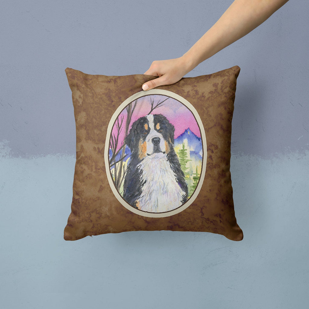 Bernese Mountain Dog Decorative Throw Pillow 14x14 Indoor Outdoor Accent Cushion, Fabric Cover with Insert for Sofa, Bed, Porch & Living Room