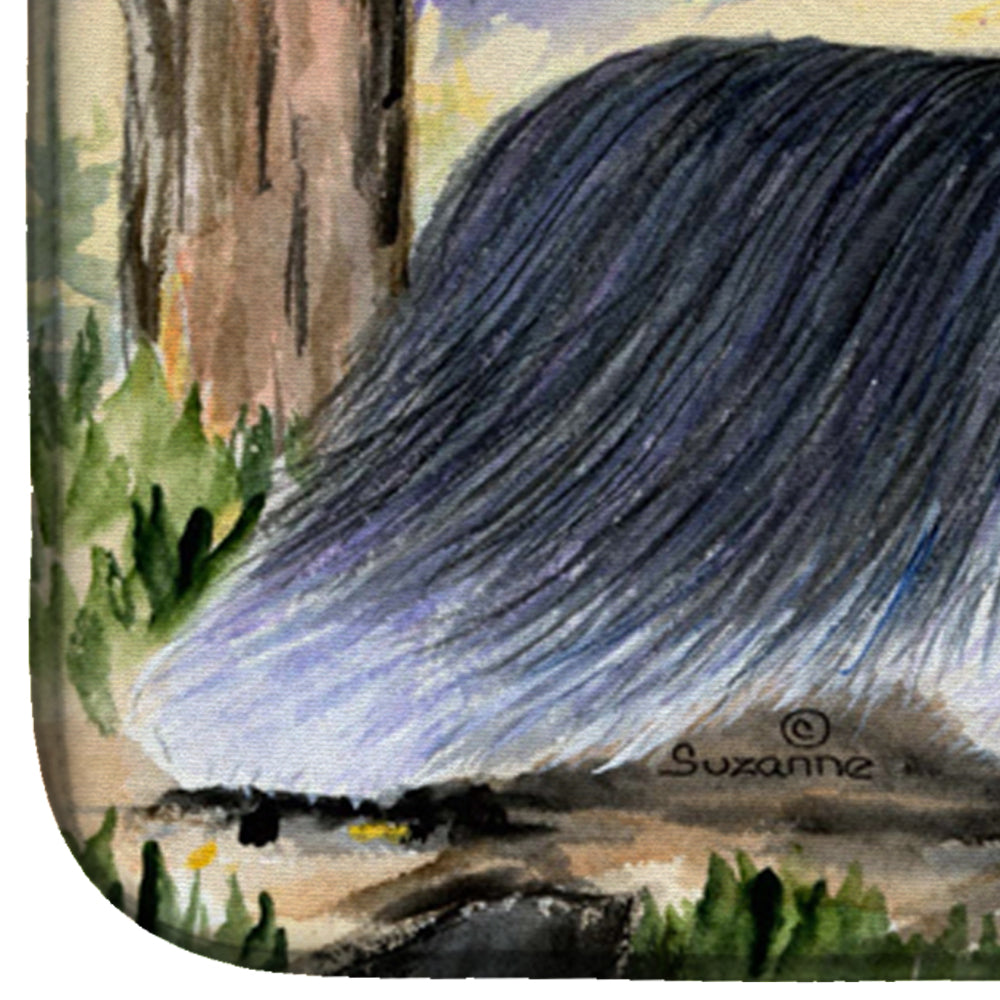 Bearded Collie Dish Drying Mat Absorbent Dish Drying Mat Pad for Kitchen Counter Dish Drainer Mat for Countertop, 14 x 21", Multicolor