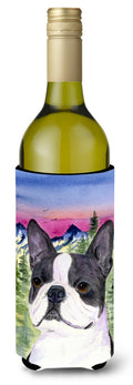 Boston Terrier Wine Bottle Hugger Gift Sleeve for Standard 750 ml Bottles, Insulated Reusable Also Fits Mini Shot & Pint Bottles