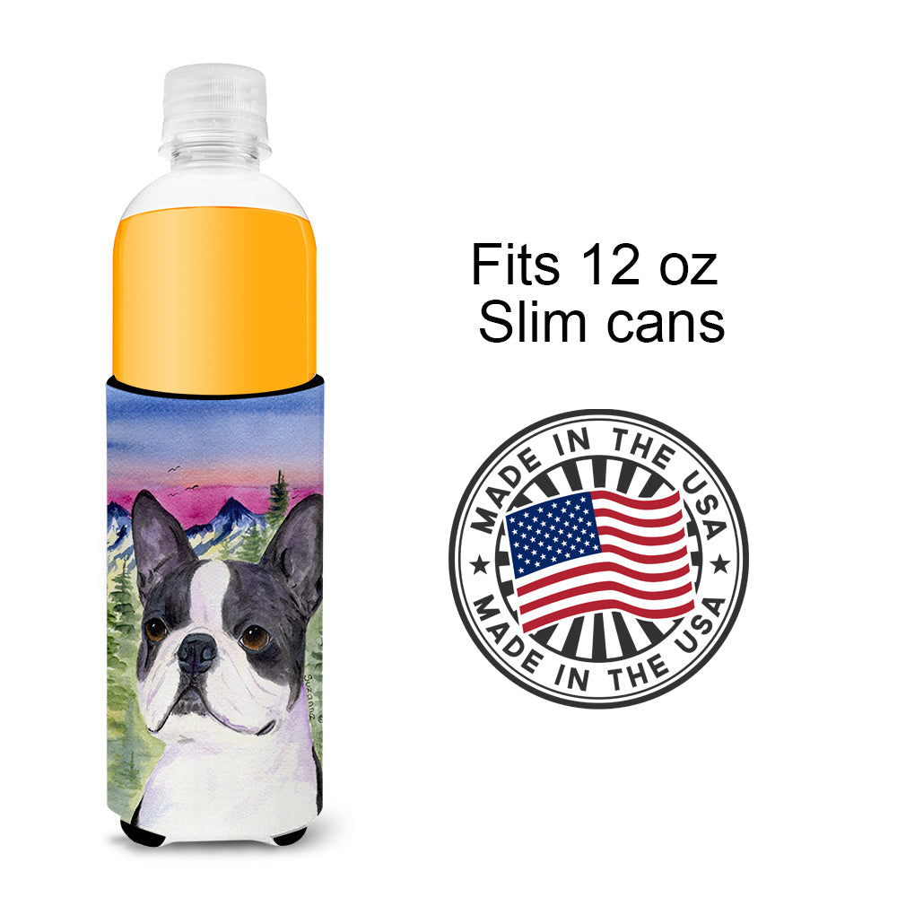 Boston Terrier Slim Can Hugger , Insulated Foam Hugger for 12 oz Slim Cans, Beer Bottles & Water Bottles, Printed in USA