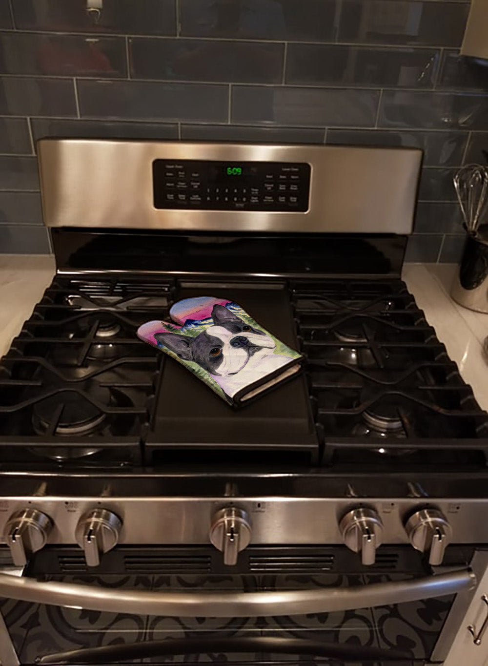 Boston Terrier Oven Mitt Heat Resistant Thick Oven Mitt for Hot Pans and Oven, Kitchen Mitt Protect Hands, Cooking Baking Glove