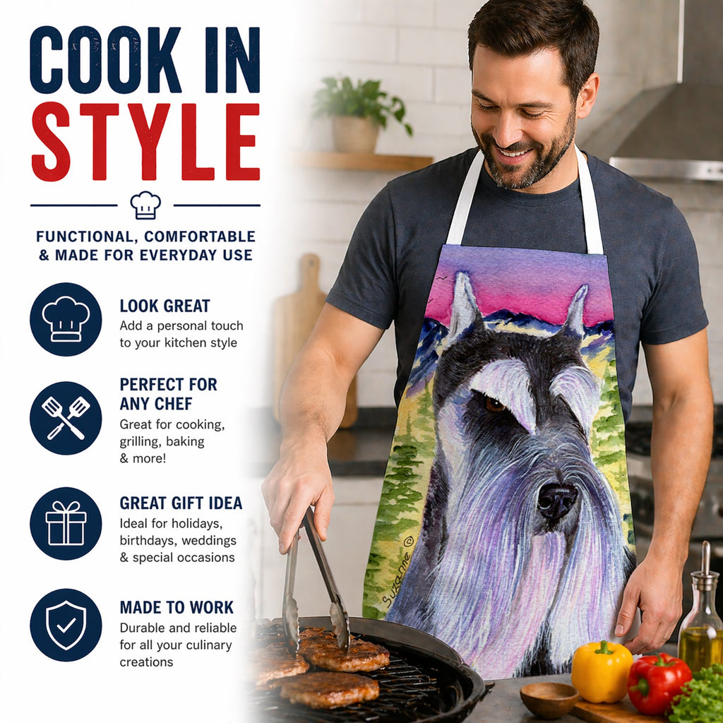 Schnauzer Apron Cooking Kitchen Server Baking Crafts Gardening for Adult Women Men, Unisex, Large, Multicolor