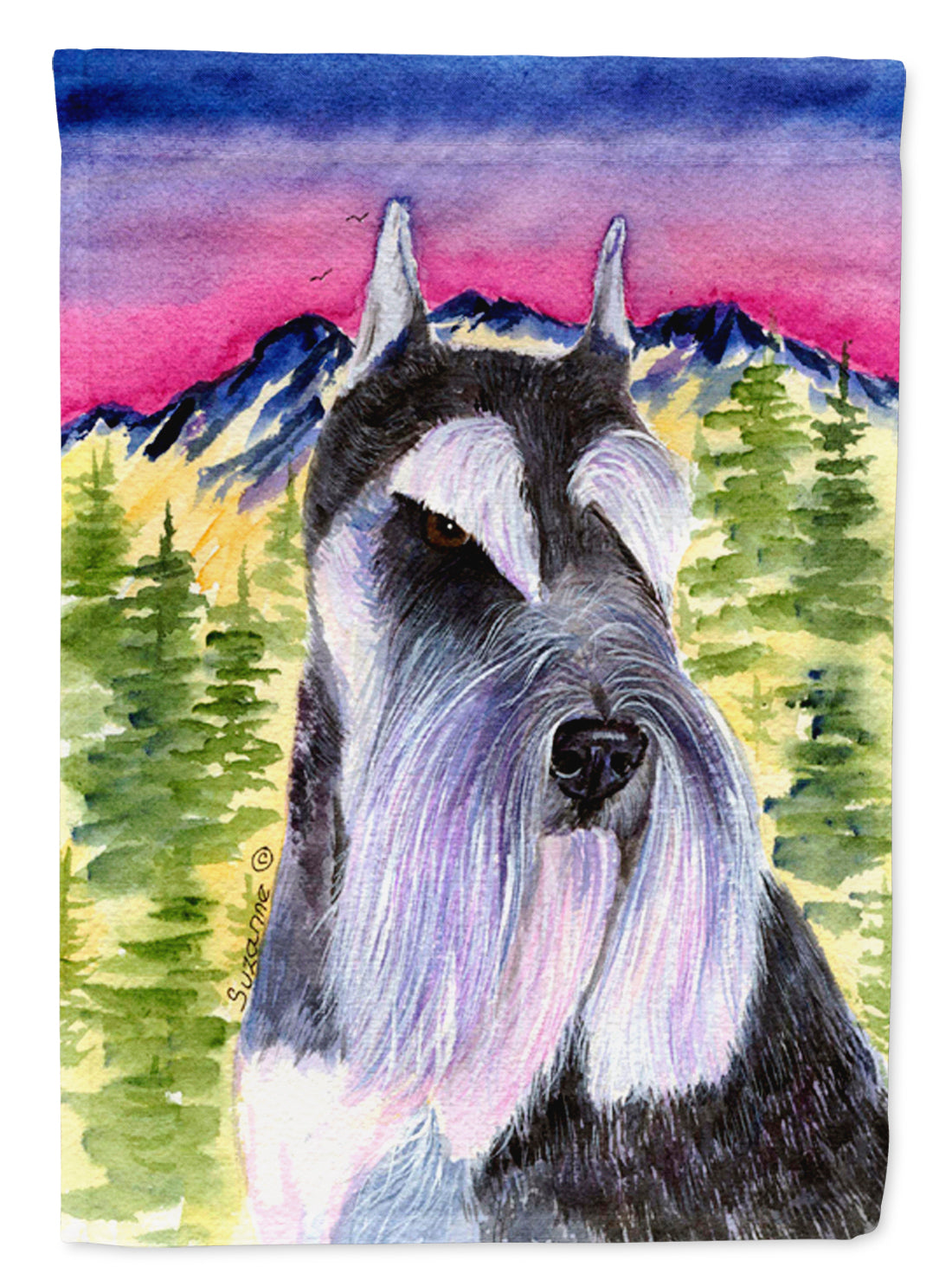 Schnauzer House Flag 28x40 Porch Sleeve Pole Decorative Outside Yard Banner Artwork Wall Hanging, Polyester