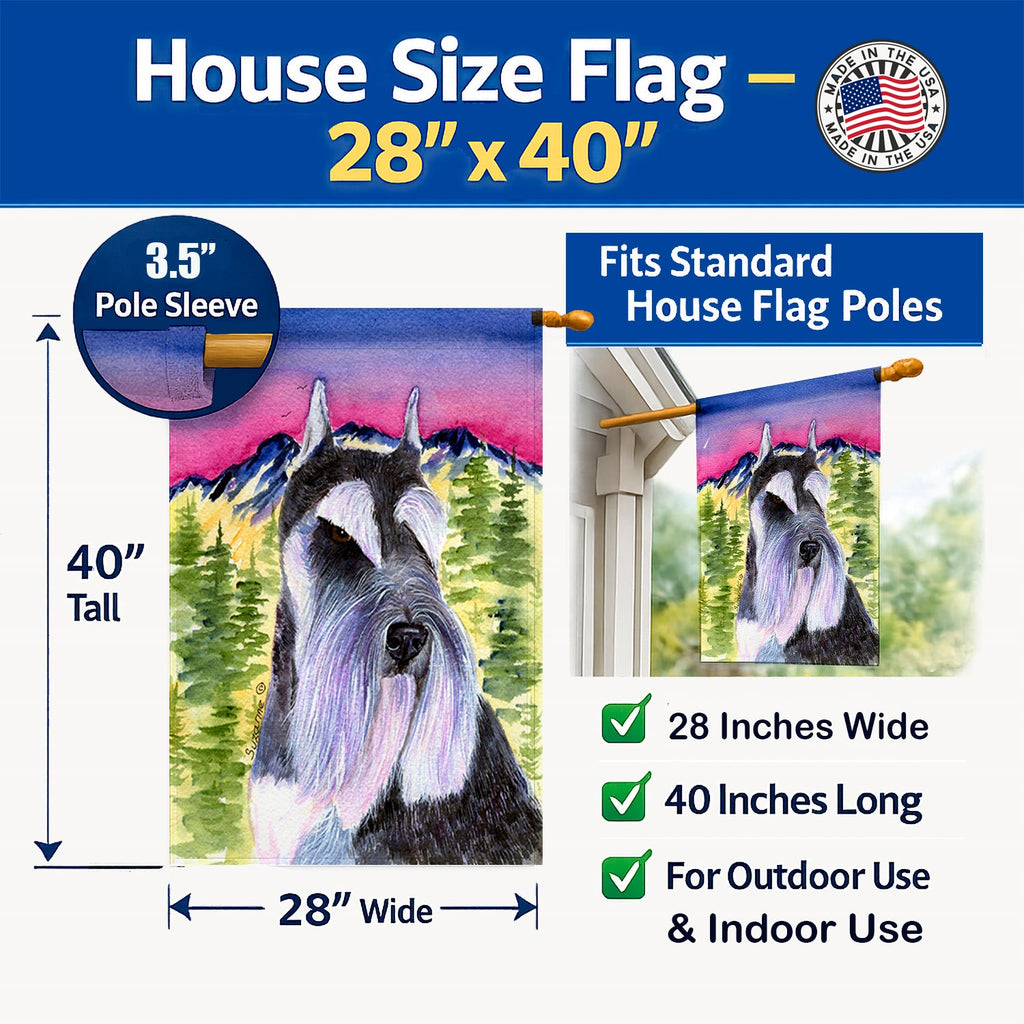 Schnauzer House Flag 28x40 Porch Sleeve Pole Decorative Outside Yard Banner Artwork Wall Hanging, Polyester