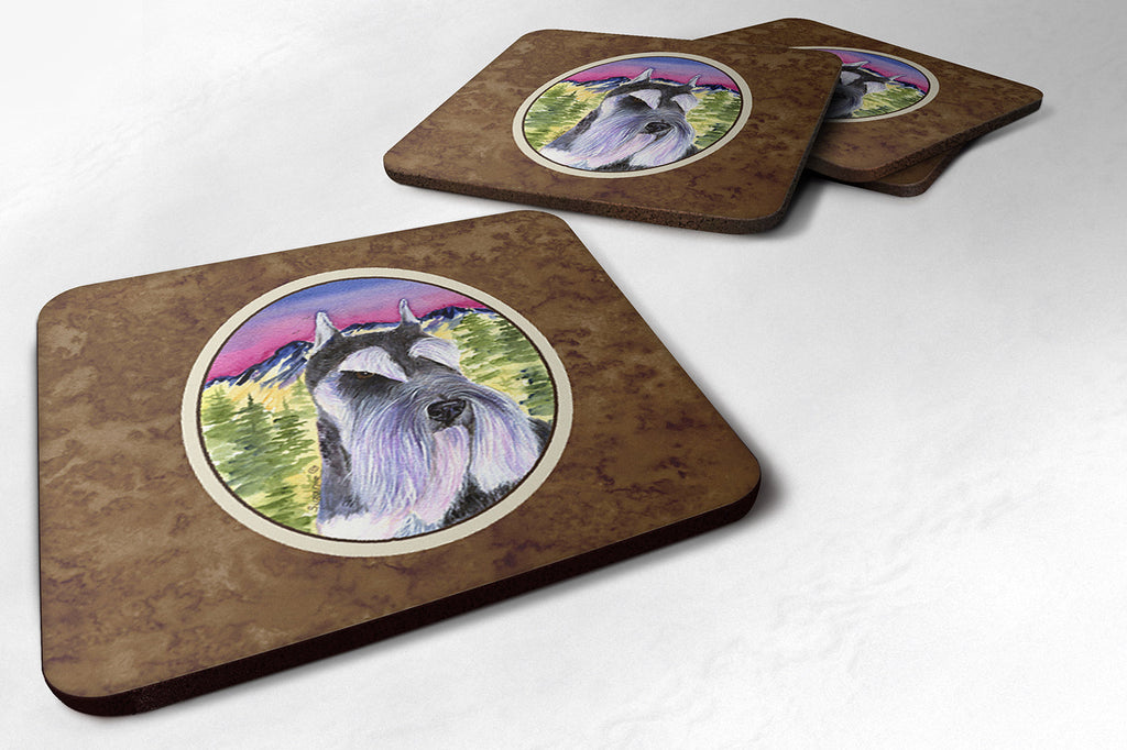 Schnauzer Foam Coasters Set of 4 Cup Coasters for Indoor Outdoor, Tabletop Protection, Anti Slip, Mouse pad Material