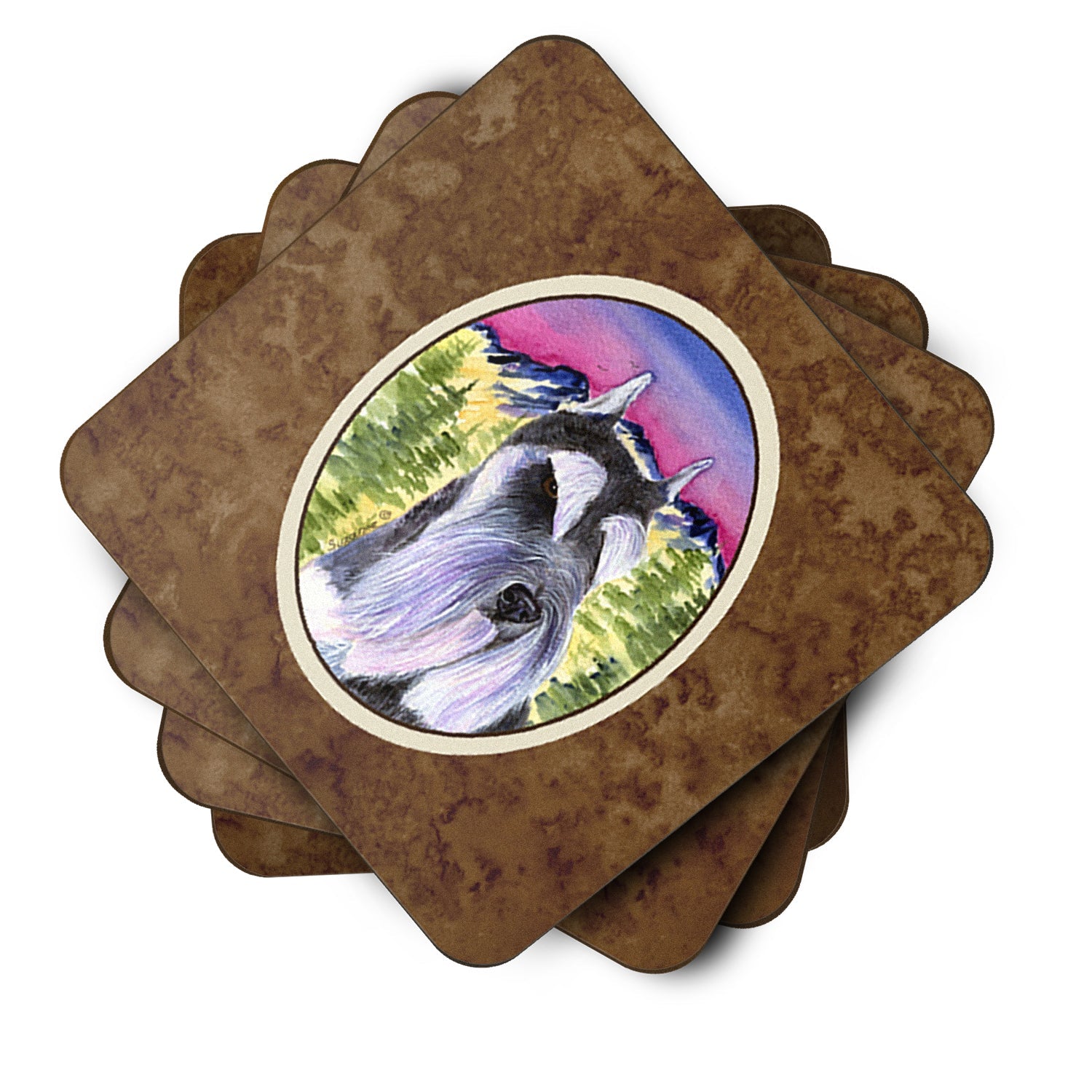 Schnauzer Foam Coasters Set of 4 Cup Coasters for Indoor Outdoor, Tabletop Protection, Anti Slip, Mouse pad Material
