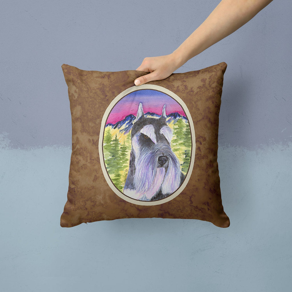 Schnauzer Decorative Throw Pillow 14x14 Indoor Outdoor Accent Cushion, Fabric Cover with Insert for Sofa, Bed, Porch & Living Room
