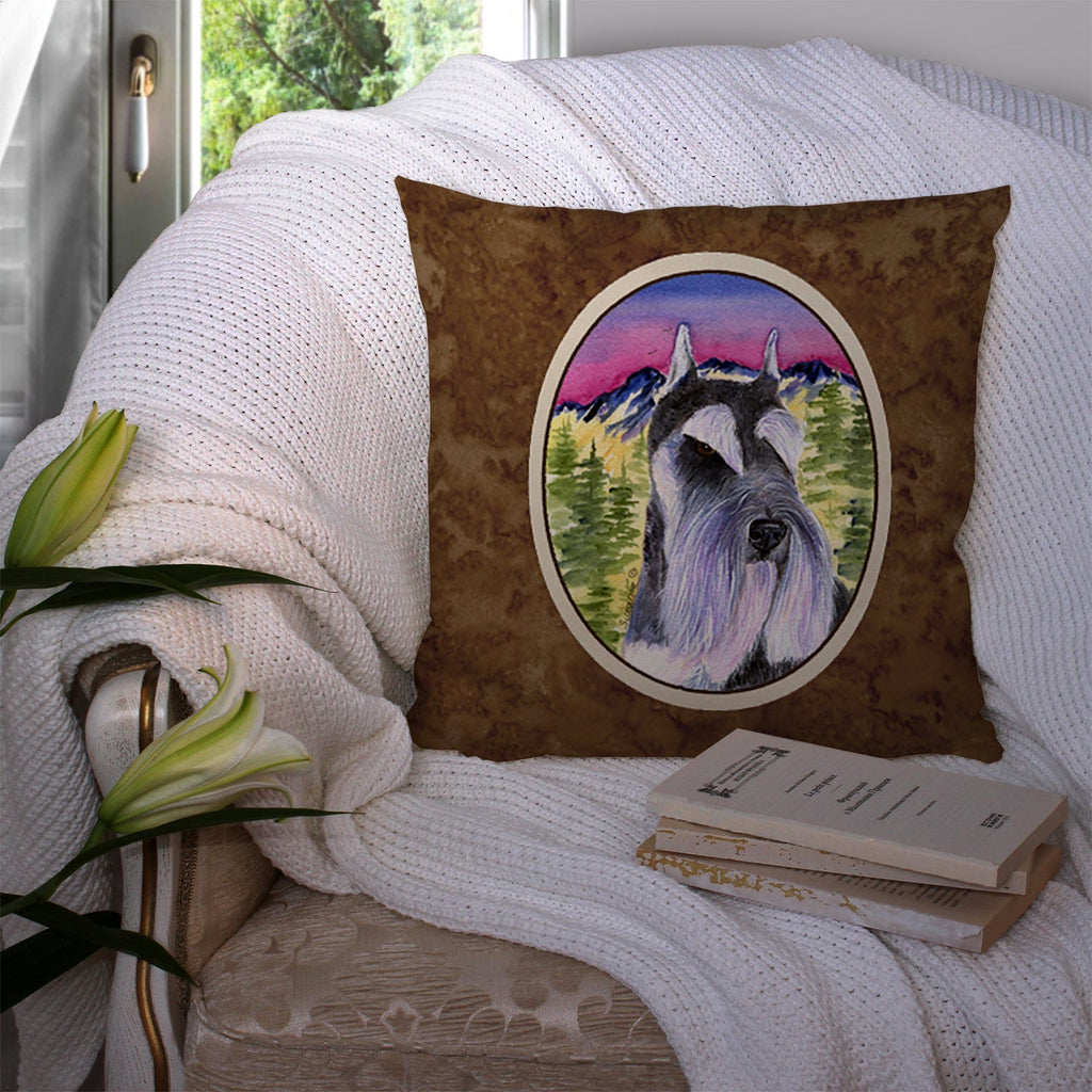 Schnauzer Decorative Throw Pillow 14x14 Indoor Outdoor Accent Cushion, Fabric Cover with Insert for Sofa, Bed, Porch & Living Room