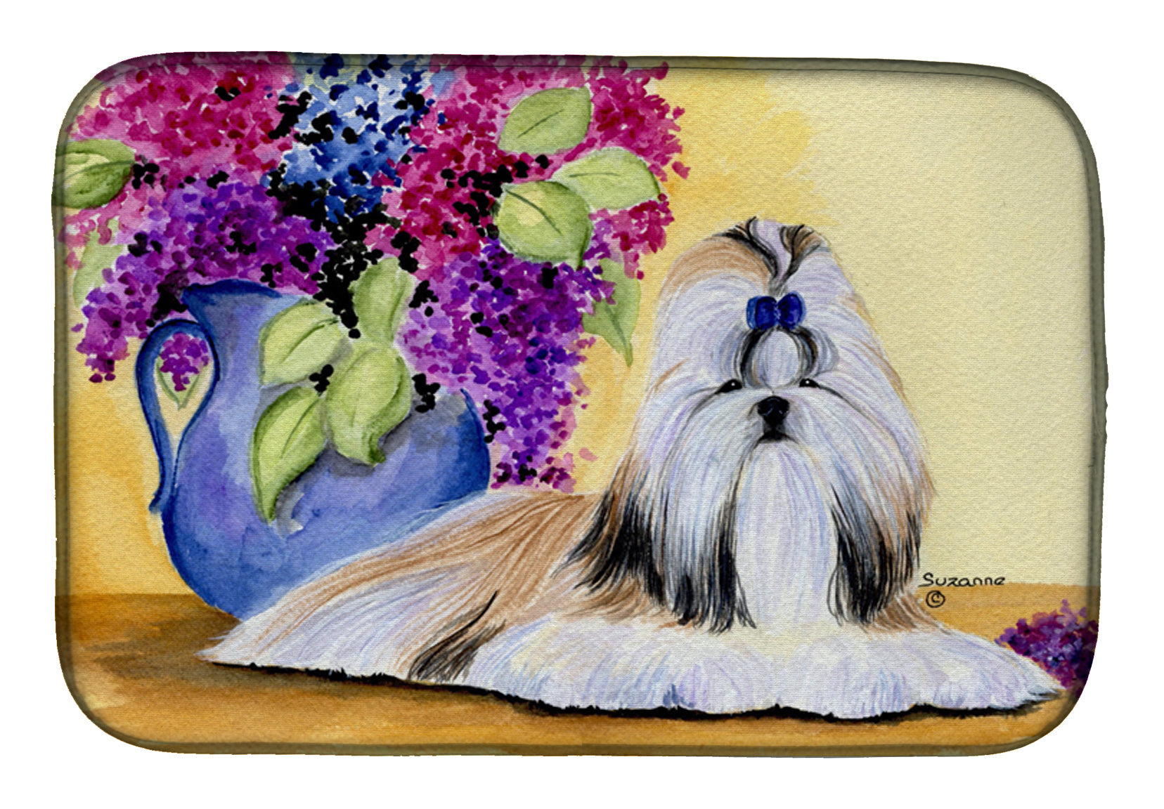 Shih Tzu Dish Drying Mat Absorbent Dish Drying Mat Pad for Kitchen Counter Dish Drainer Mat for Countertop, 14 x 21", Multicolor
