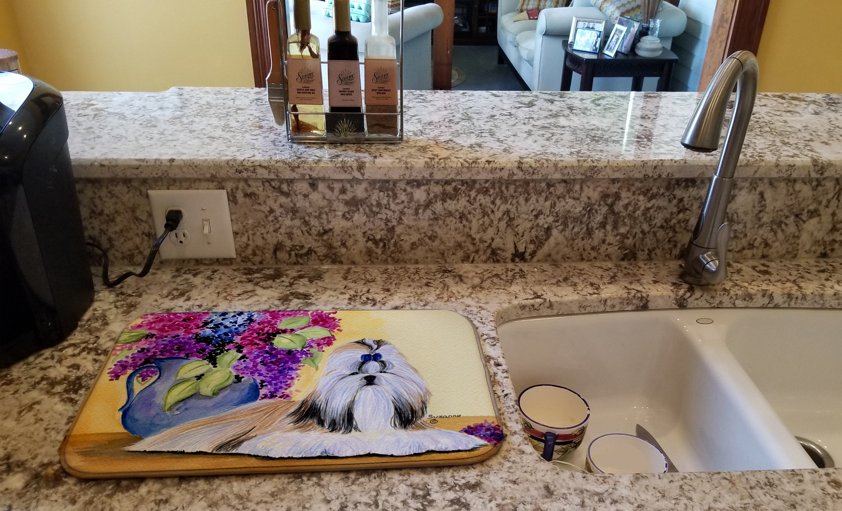 Shih Tzu Dish Drying Mat Absorbent Dish Drying Mat Pad for Kitchen Counter Dish Drainer Mat for Countertop, 14 x 21", Multicolor