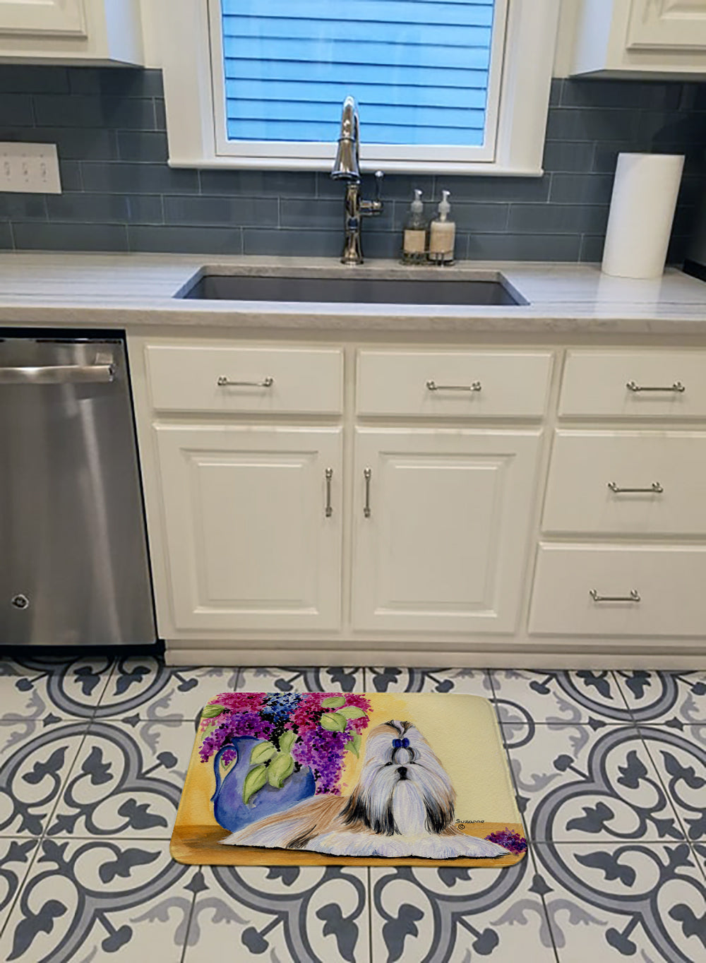 Shih Tzu Memory Foam Kitchen Mat Machine Washable Anti-Fatigue Cushion Comfort Bath or Kitchen Rug