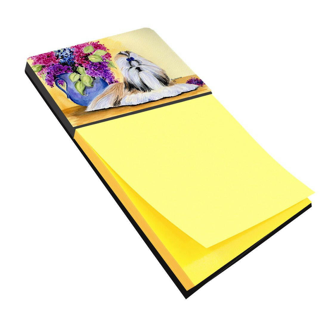 Shih Tzu Watercolor Sticky Note Holder Refillable Dispenser Desk Accessory 3x3 Pad Gift