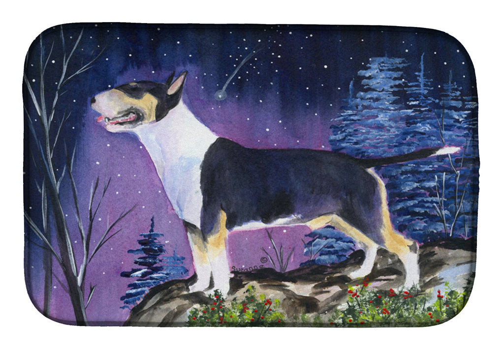 Bull Terrier Dish Drying Mat Absorbent Dish Drying Mat Pad for Kitchen Counter Dish Drainer Mat for Countertop, 14 x 21", Multicolor