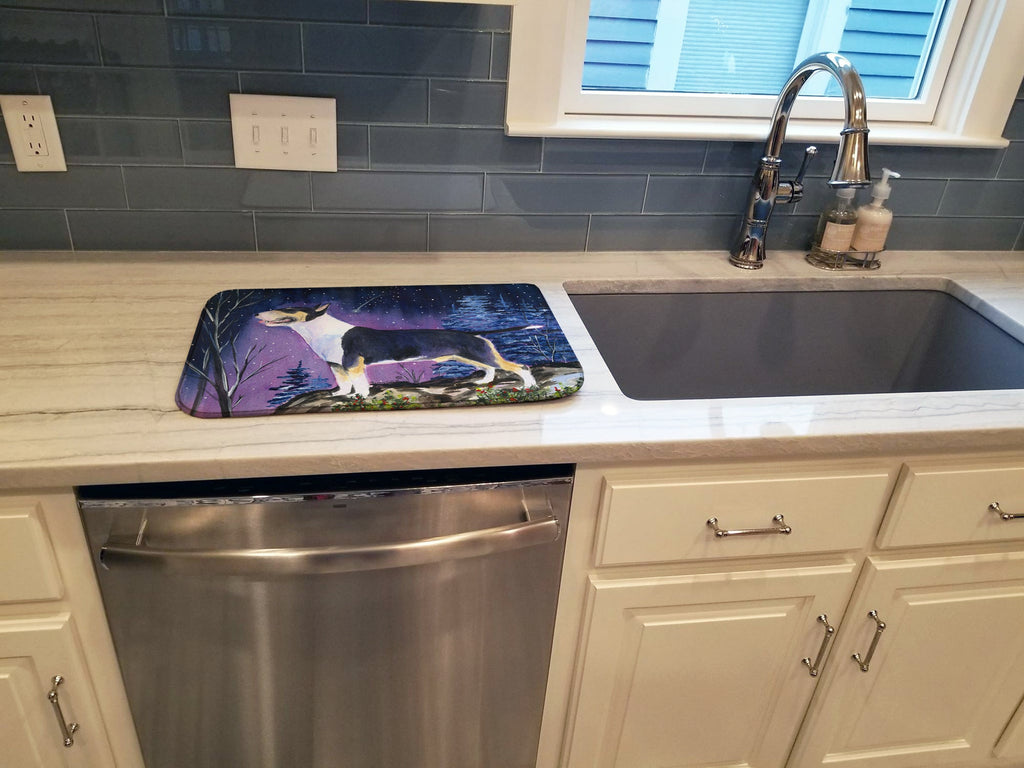 Bull Terrier Dish Drying Mat Absorbent Dish Drying Mat Pad for Kitchen Counter Dish Drainer Mat for Countertop, 14 x 21", Multicolor