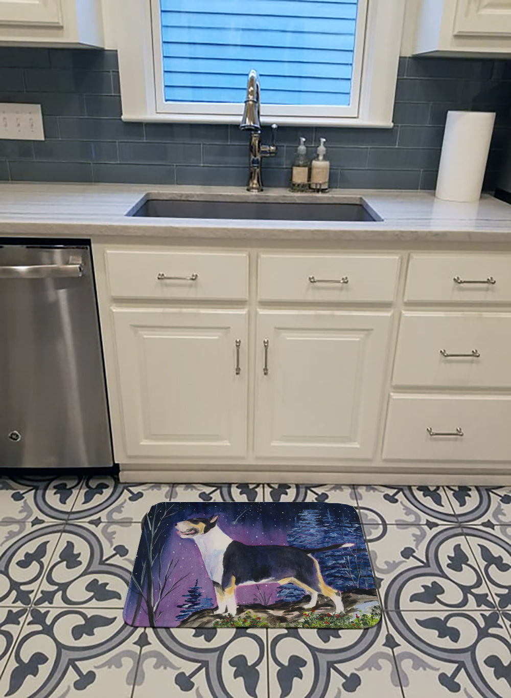 Bull Terrier Memory Foam Kitchen Mat Machine Washable Anti-Fatigue Cushion Comfort Bath or Kitchen Rug