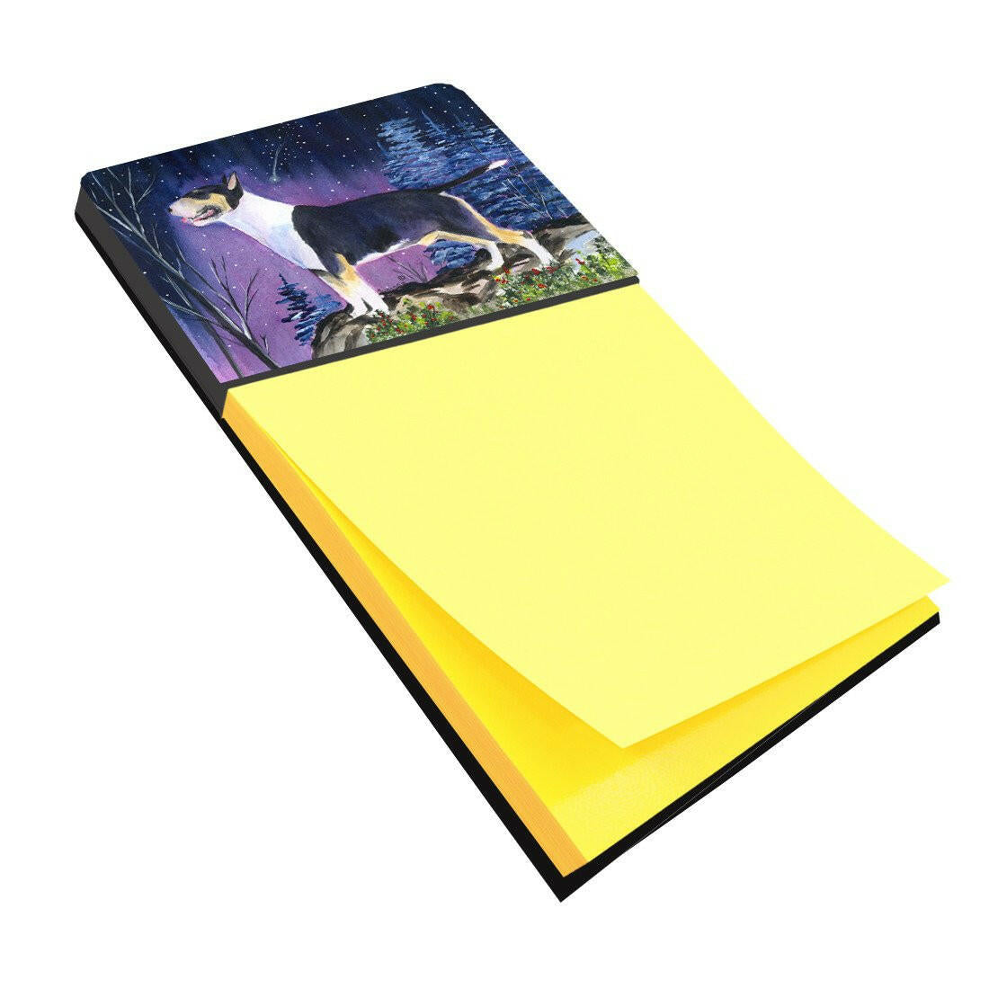 Bull Terrier Watercolor Sticky Note Holder Refillable Dispenser Desk Accessory 3x3 Pad Gift