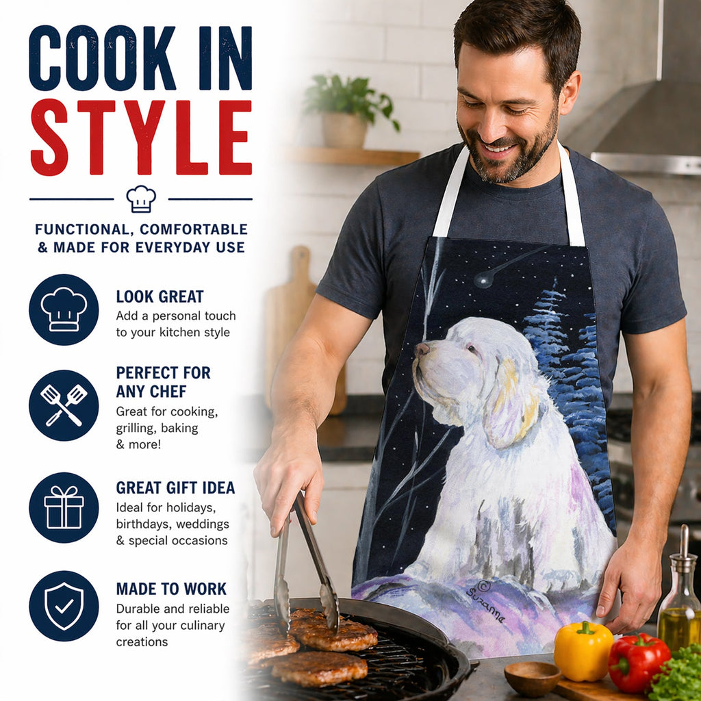 Clumber Spaniel Apron Cooking Kitchen Server Baking Crafts Gardening for Adult Women Men, Unisex, Large, Multicolor