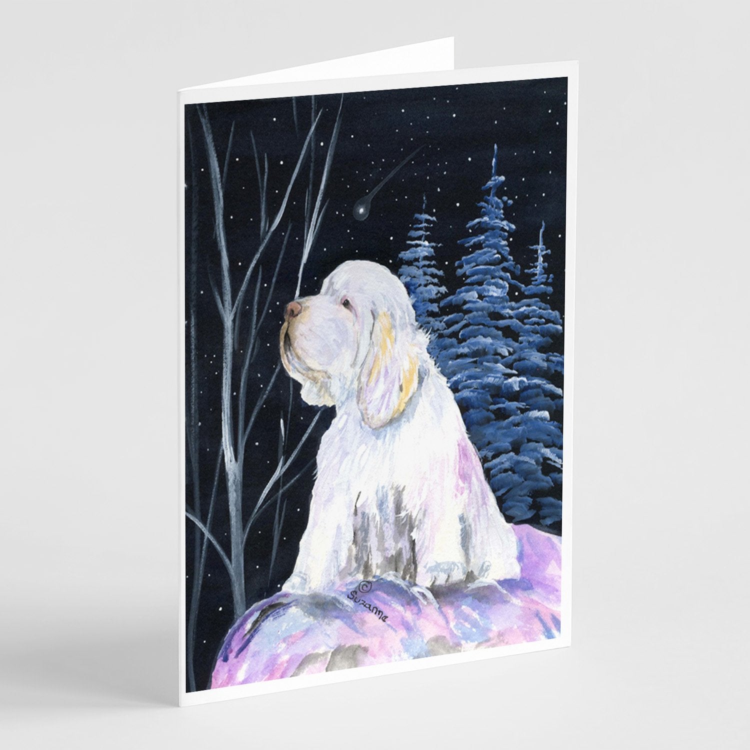 Clumber Spaniel Greeting Cards Pack of 8 Blank Cards with Envelopes Whimsical A7 Size 5x7