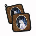 Clumber Spaniel Pot Holder Set of 2 Heat Resistant Quilted Hot Pads 7.5 x 7.5 Inch, Insulated Kitchen Trivets for Cooking & Baking