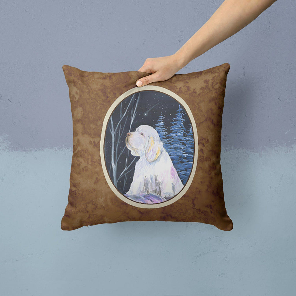 Clumber Spaniel Decorative Throw Pillow 14x14 Indoor Outdoor Accent Cushion, Fabric Cover with Insert for Sofa, Bed, Porch & Living Room