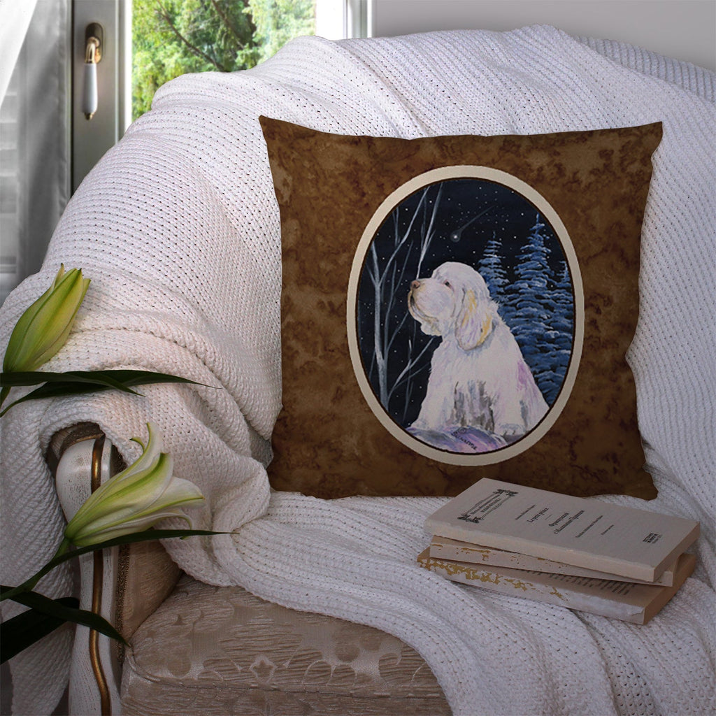 Clumber Spaniel Decorative Throw Pillow 14x14 Indoor Outdoor Accent Cushion, Fabric Cover with Insert for Sofa, Bed, Porch & Living Room