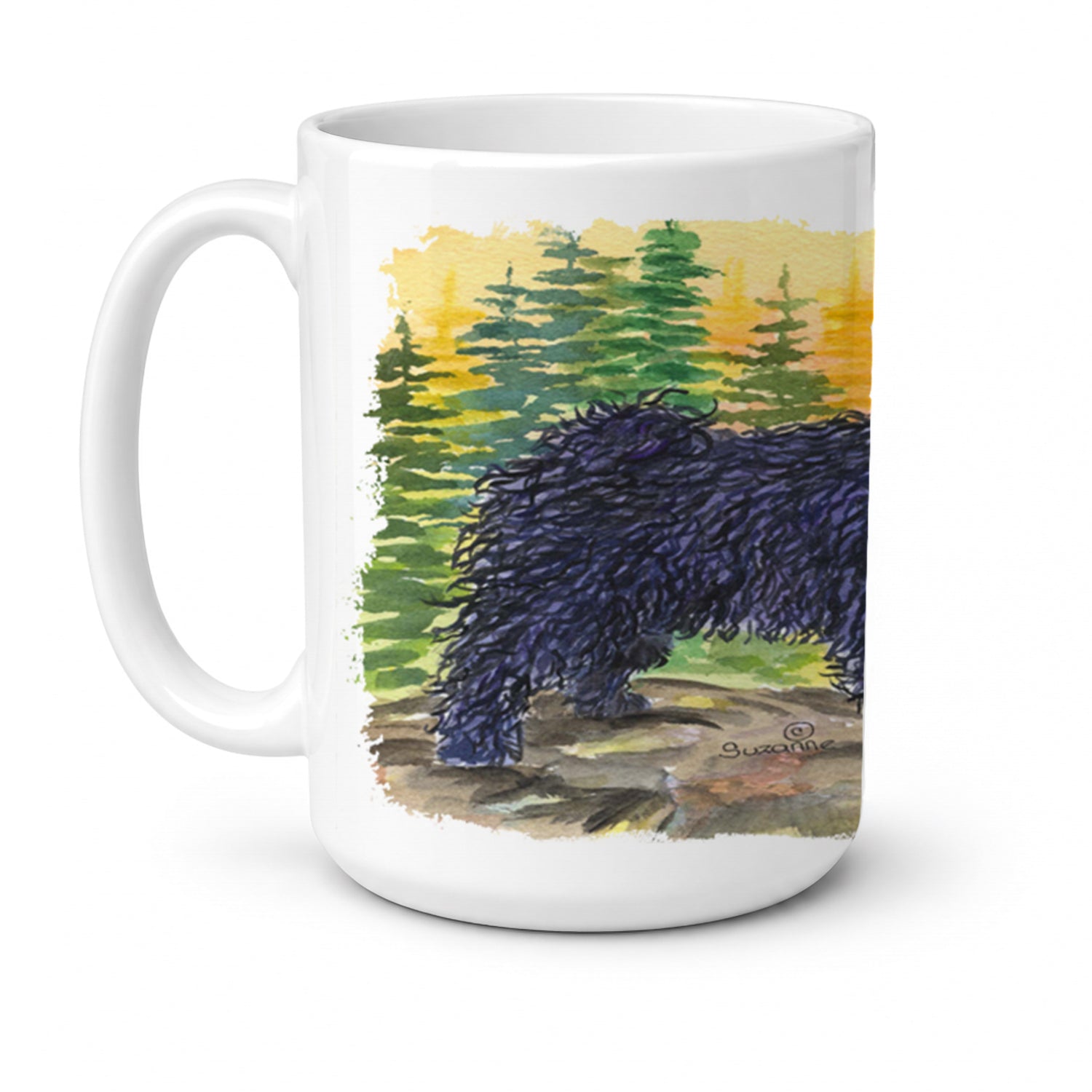 Puli Ceramic Coffee Mug 15 oz Decorative Large C Handle Mug Cup for Tea, Cocoa Hot Chocolate