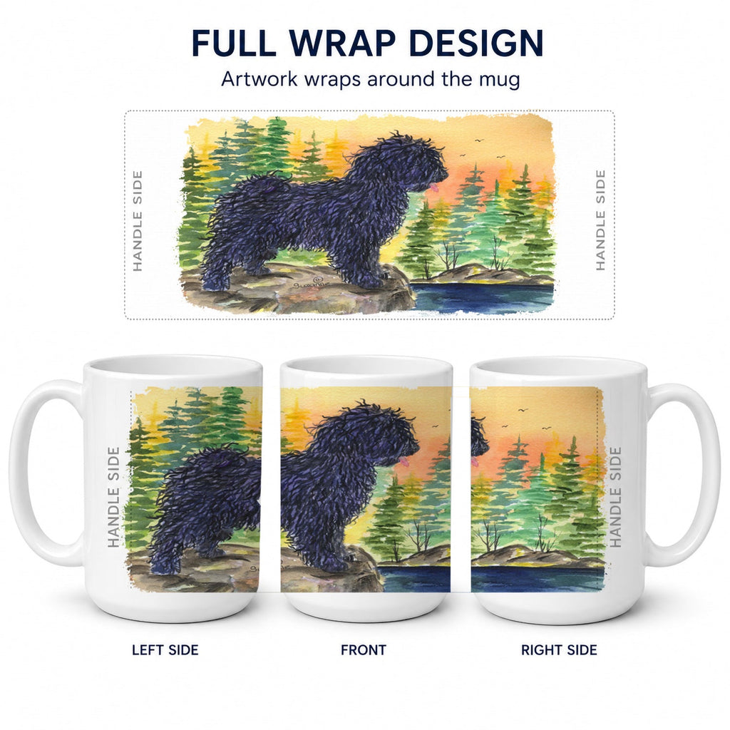 Puli Ceramic Coffee Mug 15 oz Decorative Large C Handle Mug Cup for Tea, Cocoa Hot Chocolate