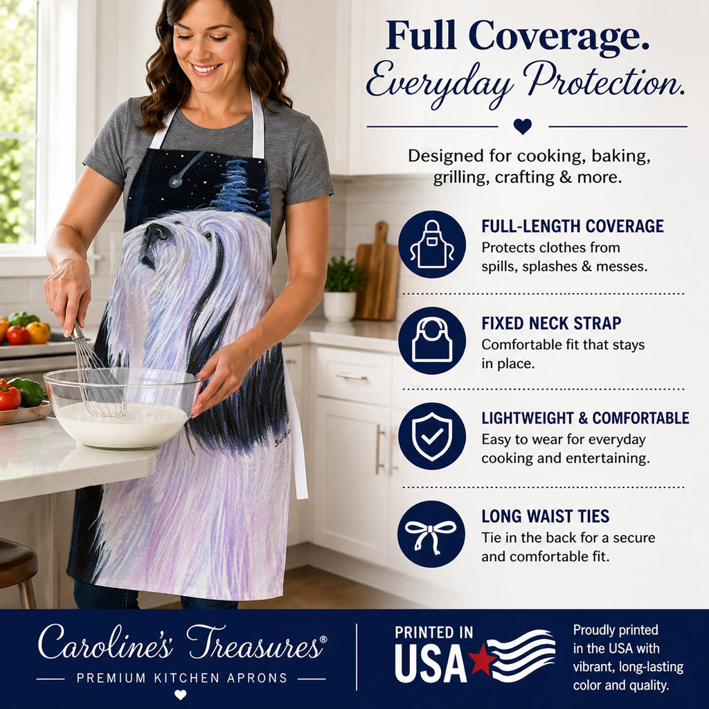 Tibetan Terrier Apron Cooking Kitchen Server Baking Crafts Gardening for Adult Women Men, Unisex, Large, Multicolor