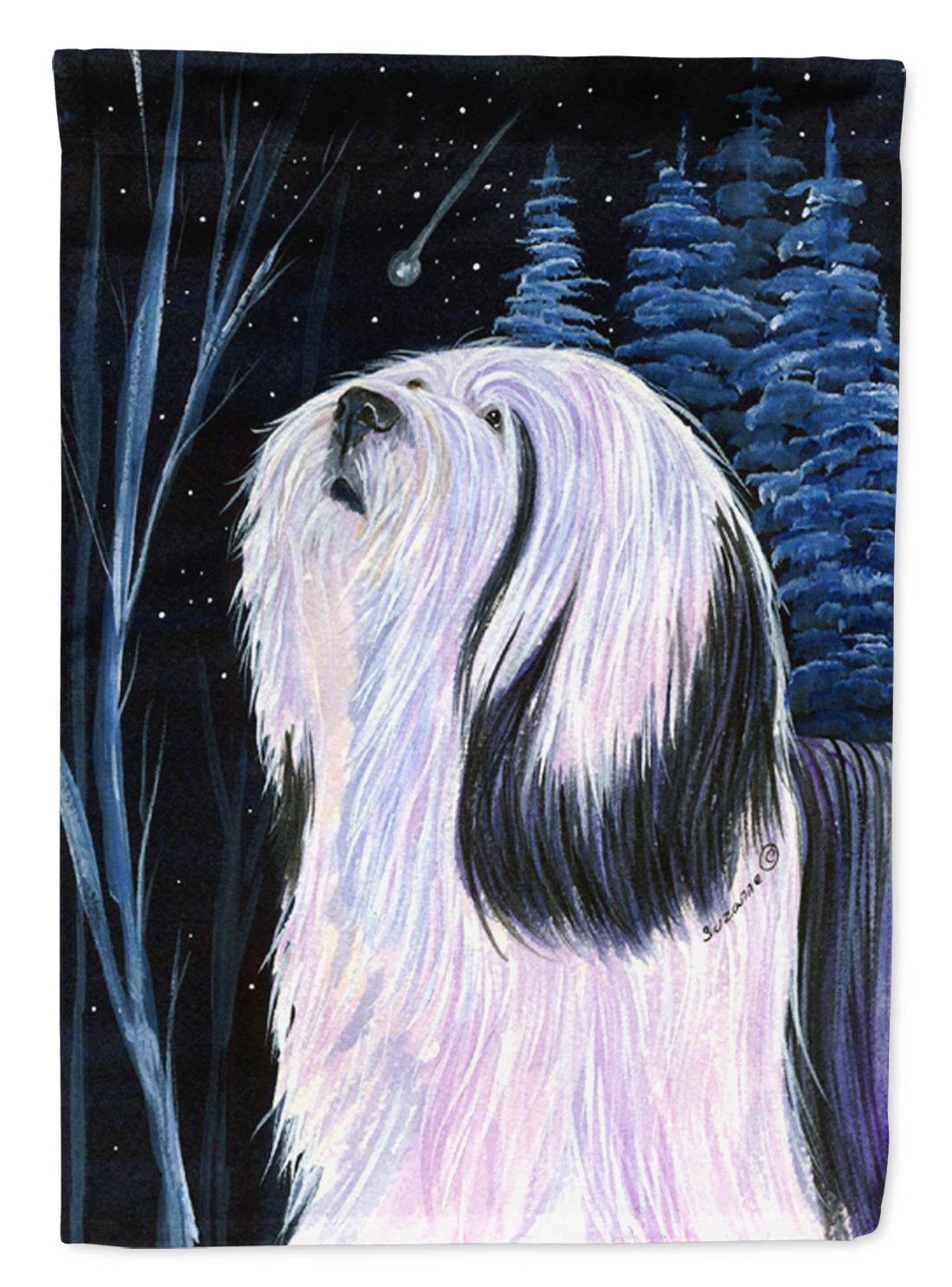 Tibetan Terrier House Flag 28x40 Porch Sleeve Pole Decorative Outside Yard Banner Artwork Wall Hanging, Polyester