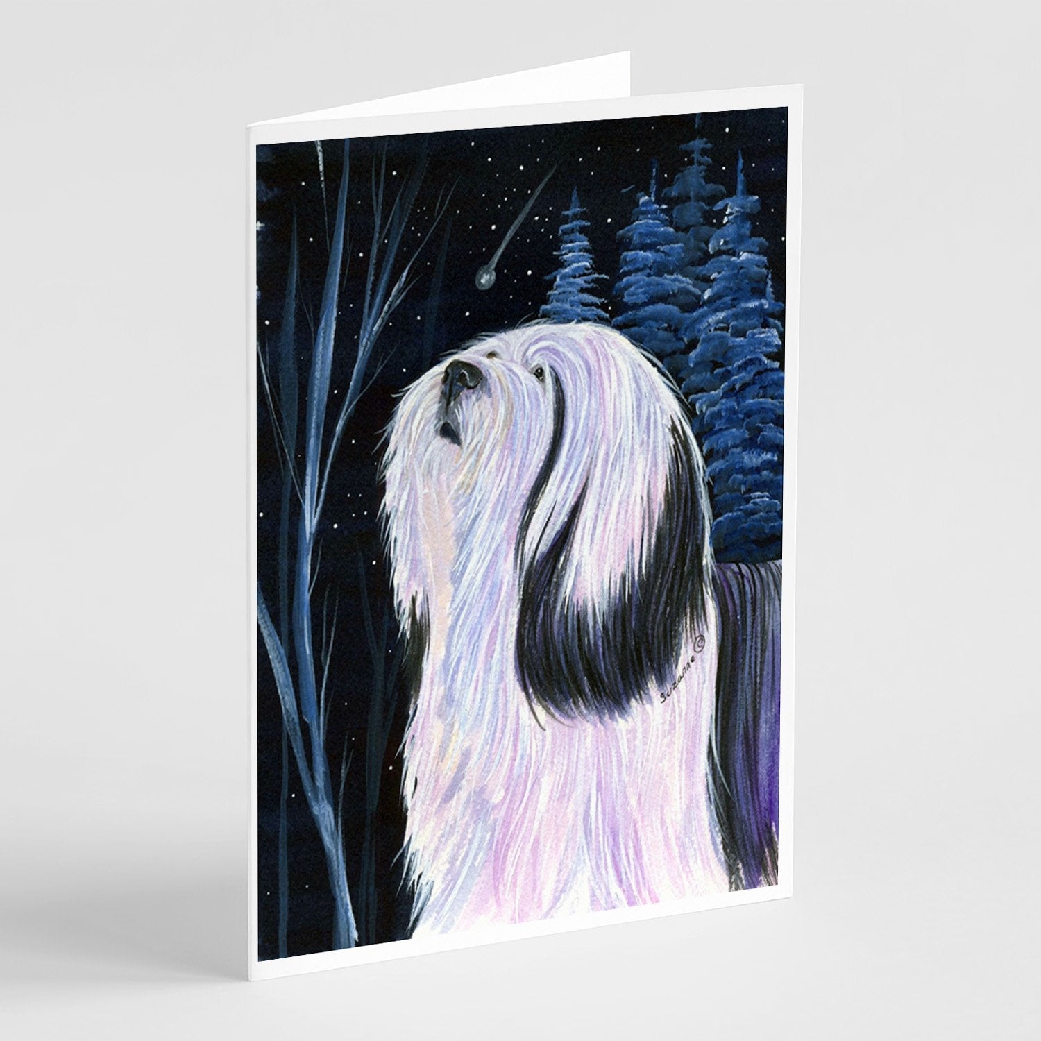 Tibetan Terrier Greeting Cards Pack of 8 Blank Cards with Envelopes Whimsical A7 Size 5x7