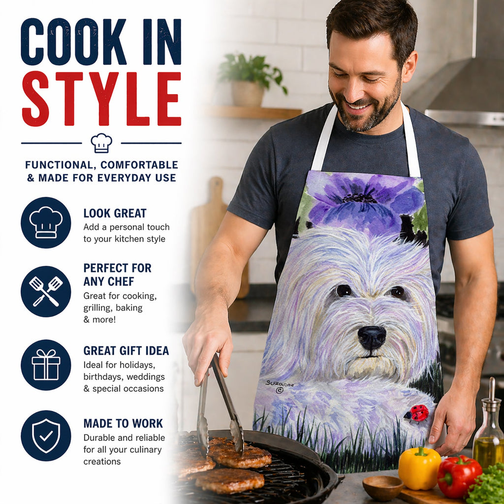 Coton de Tulear Apron Cooking Kitchen Server Baking Crafts Gardening for Adult Women Men, Unisex, Large, Multicolor