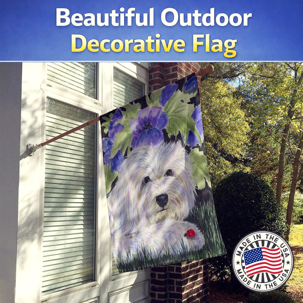 Coton de Tulear House Flag 28x40 Porch Sleeve Pole Decorative Outside Yard Banner Artwork Wall Hanging, Polyester