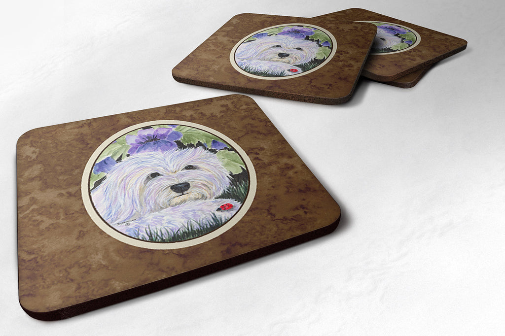 Coton de Tulear Foam Coasters Set of 4 Cup Coasters for Indoor Outdoor, Tabletop Protection, Anti Slip, Mouse pad Material