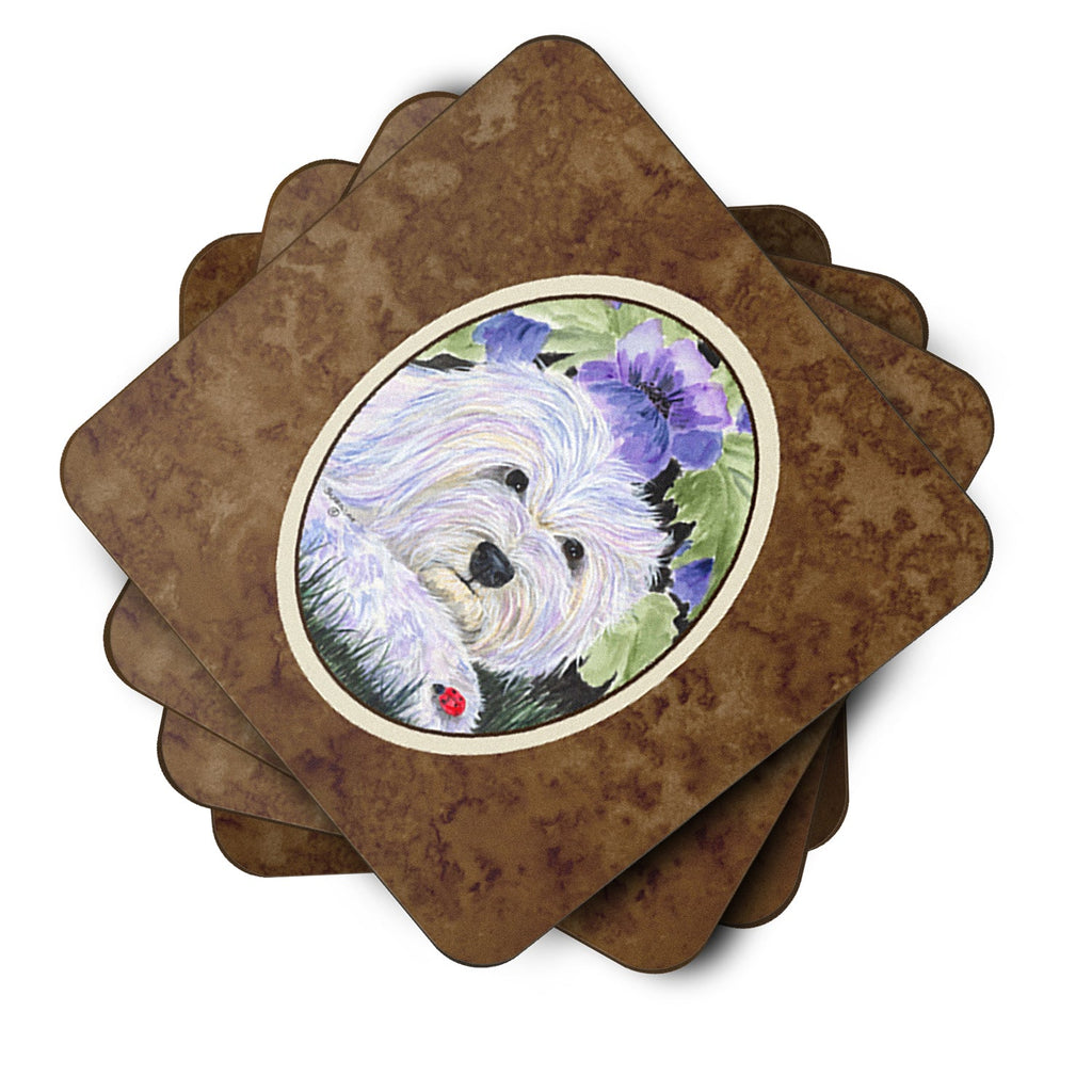 Coton de Tulear Foam Coasters Set of 4 Cup Coasters for Indoor Outdoor, Tabletop Protection, Anti Slip, Mouse pad Material