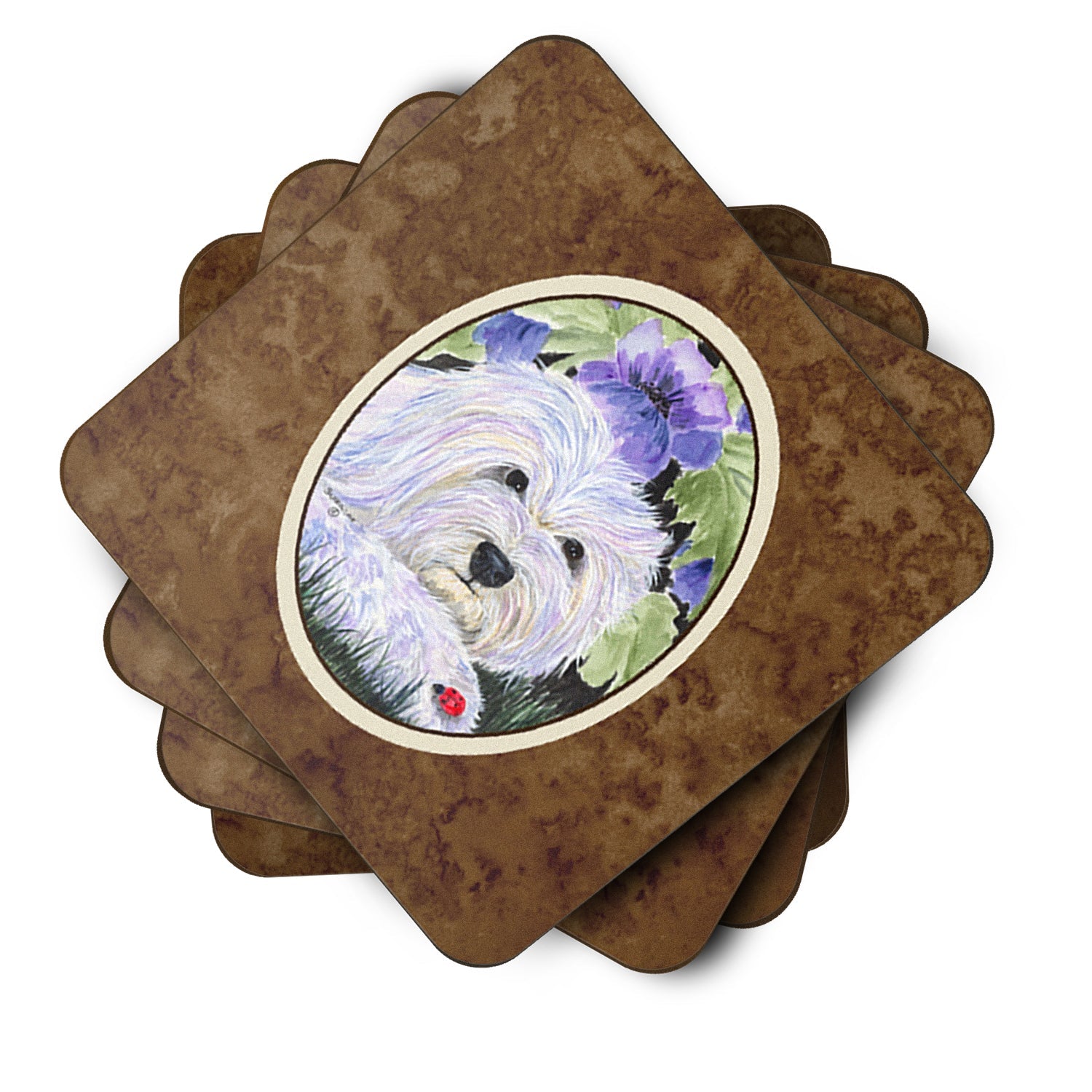 Coton de Tulear Foam Coasters Set of 4 Cup Coasters for Indoor Outdoor, Tabletop Protection, Anti Slip, Mouse pad Material