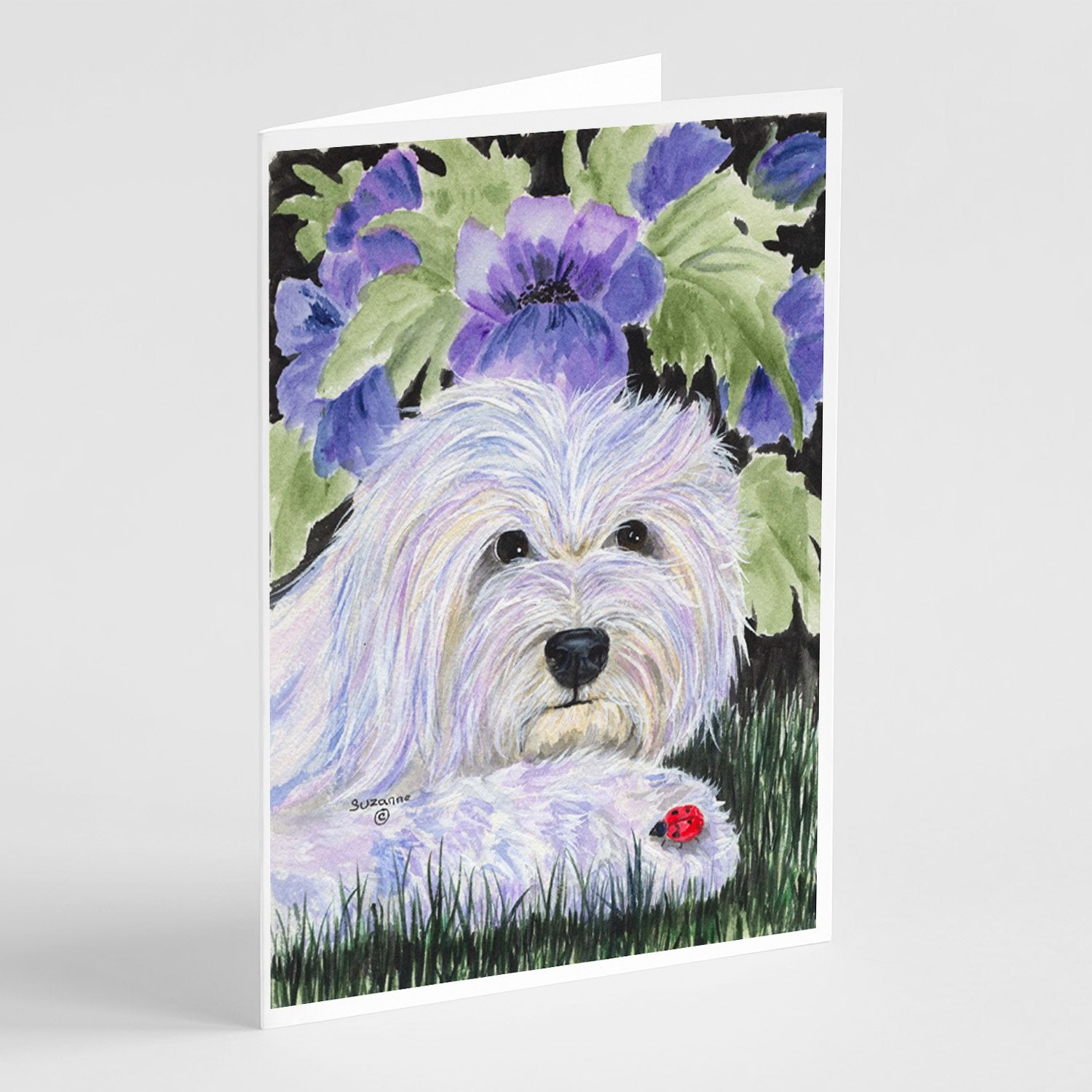 Coton de Tulear Greeting Cards Pack of 8 Blank Cards with Envelopes Whimsical A7 Size 5x7
