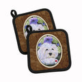 Coton de Tulear Pot Holder Set of 2 Heat Resistant Quilted Hot Pads 7.5 x 7.5 Inch, Insulated Kitchen Trivets for Cooking & Baking
