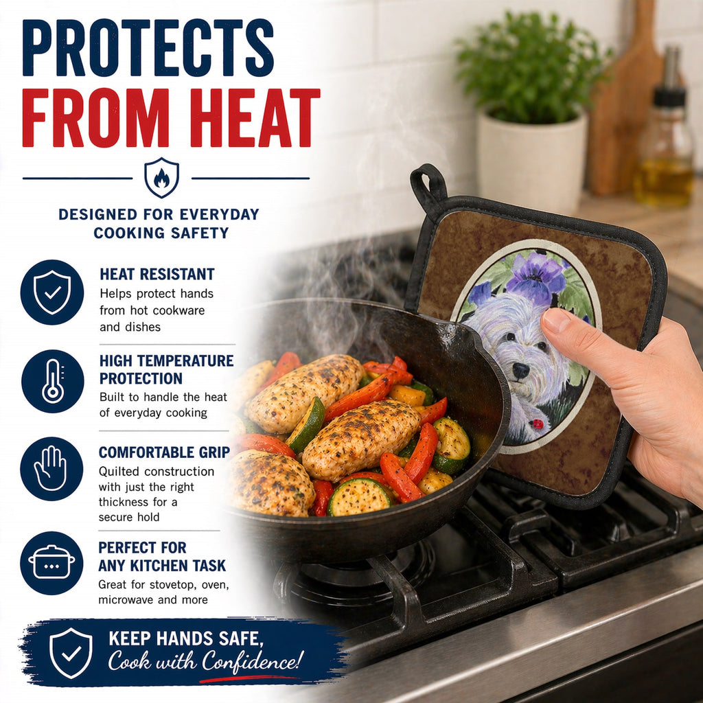 Coton de Tulear Pot Holder Set of 2 Heat Resistant Quilted Hot Pads 7.5 x 7.5 Inch, Insulated Kitchen Trivets for Cooking & Baking