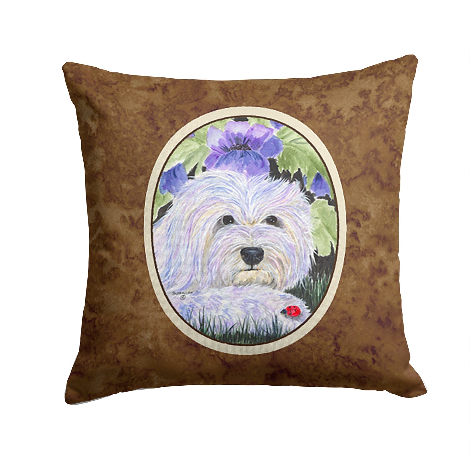 Coton de Tulear Decorative Throw Pillow 14x14 Indoor Outdoor Accent Cushion, Fabric Cover with Insert for Sofa, Bed, Porch & Living Room