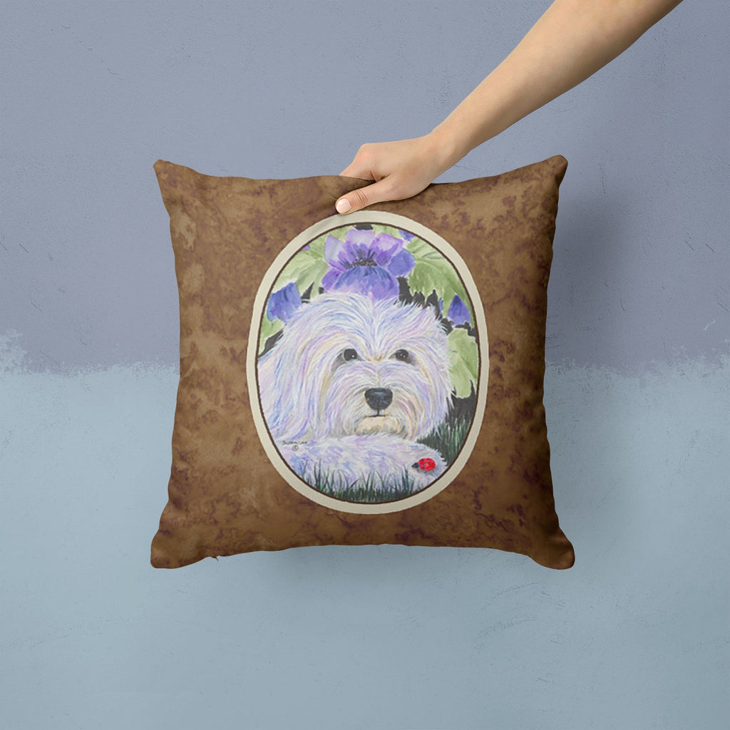 Coton de Tulear Decorative Throw Pillow 14x14 Indoor Outdoor Accent Cushion, Fabric Cover with Insert for Sofa, Bed, Porch & Living Room