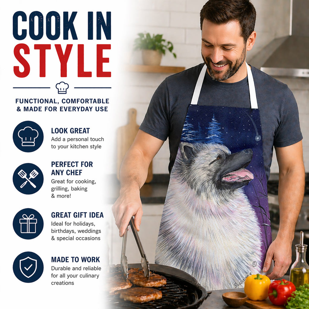 Starry Night Keeshond Apron Cooking Kitchen Server Baking Crafts Gardening for Adult Women Men, Unisex, Large, Multicolor