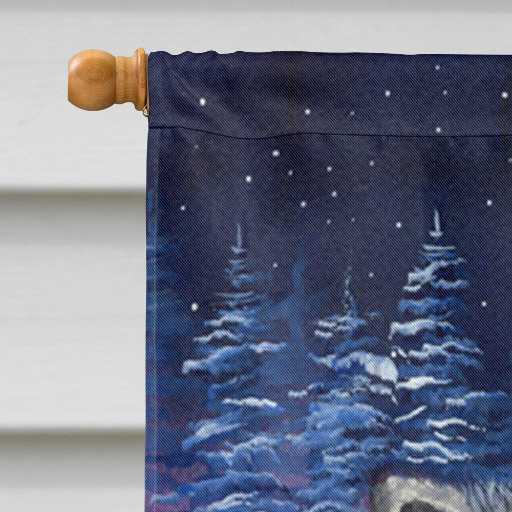 Starry Night Keeshond House Flag 28x40 Porch Sleeve Pole Decorative Outside Yard Banner Artwork Wall Hanging, Polyester