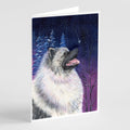 Starry Night Keeshond Greeting Cards Pack of 8 Blank Cards with Envelopes Whimsical A7 Size 5x7